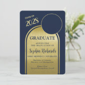 Foto Arch Navy Gold Afstuderen aankondiging (Staand voorkant)