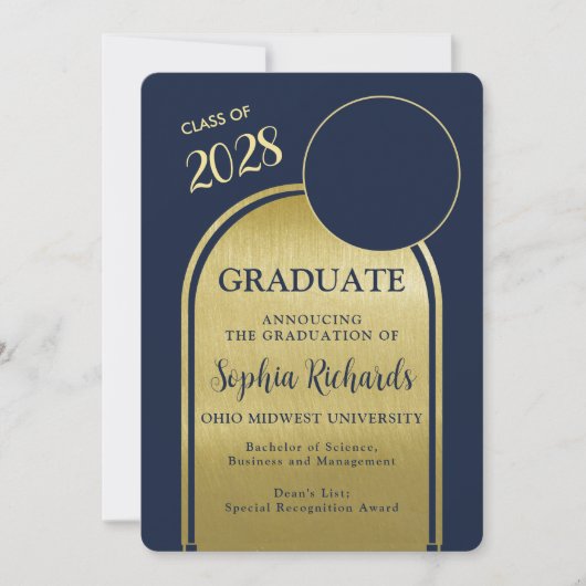 Foto Arch Navy Gold Afstuderen aankondiging (Voorkant)