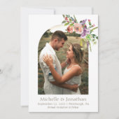 Foto: Arch Trendy Sage Green Boho Flowers Wedding Save The Date (Voorkant)