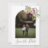 Foto: Arch Trendy Sage Green Boho Flowers Wedding Save The Date (Achterkant)