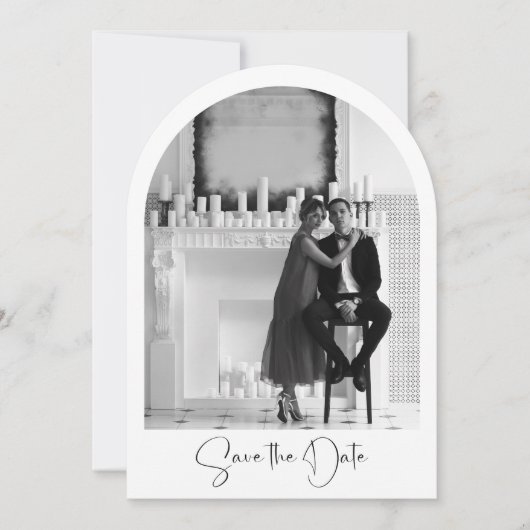 Foto Archief Bewaar De Datum Modern Script Trouwen Kaart (Voorkant)