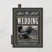 Foto  Art Deco Bruiloft Save The Date Kaarten (Voorkant / Achterkant)