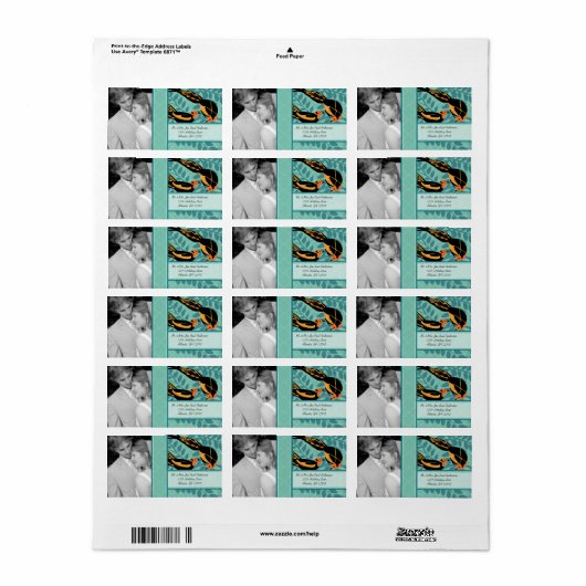 Foto  Art Deco Destination Bird Pattern Etiket (Full Sheet)