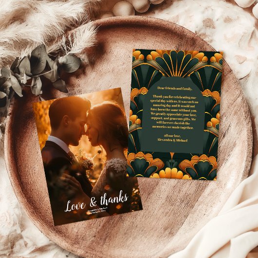 Foto Art Deco Roaring 20s Wedding Bedankkaart