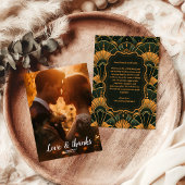 Foto Art Deco Trouwen Diamant Goud en Groen Bedankkaart