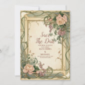 Foto Art Nouveau Elegante Botanische bruiloft Save The Date (Voorkant)