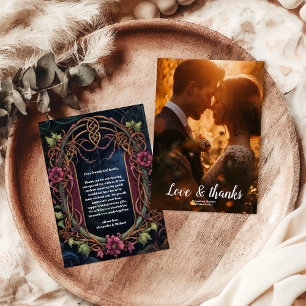 Foto Art Nouveau Floral Gothic Halloween bruiloft Bedankkaart