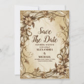 Foto Art Nouveau Gouden Botanische bruiloft Save The Date (Voorkant)