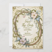 Foto Art Nouveau Wilde Bloem Bruiloft Save The Date (Voorkant)