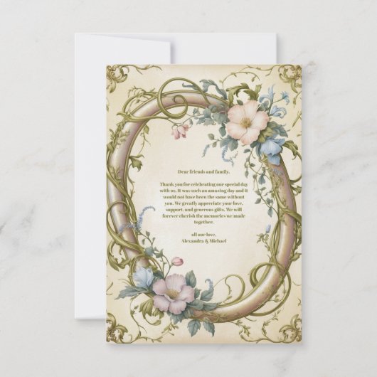 Foto Art Nouveau Wildflower Wedding Bedankkaart (Achterkant)