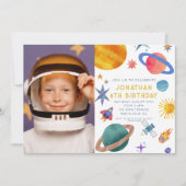 Foto Astronaut Planeten Ruimte Jongen Verjaardag Kaart (Voorkant)
