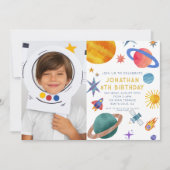 Foto Astronaut Planeten Space Boy Verjaardag Kaart (Voorkant)