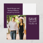 Foto Aubergine Paarse Save the Date Briefkaart 1 (Voorkant / Achterkant)