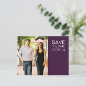 Foto Aubergine Paarse Save the Date Briefkaart 1 (Staand voorkant)