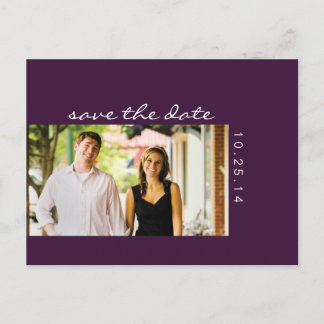 Foto Aubergine Paarse Save the Date Briefkaart 2