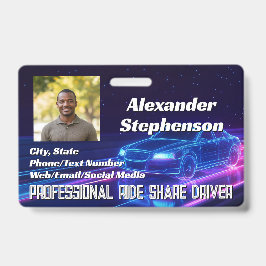 Foto Auto Bestuurder Lyft Uber Rijdt Deelrit ID Badge