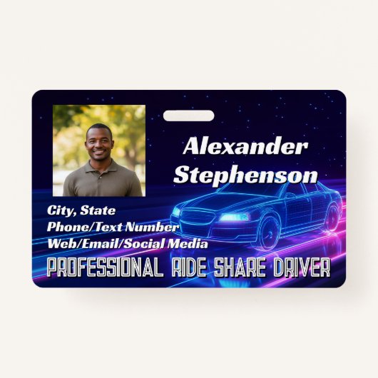 Foto Auto Rijden Lyft Uber Driver Rideshare ID Badge (Voorkant)