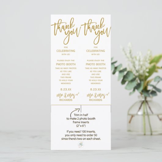 Foto-automaat frame-inserts | Brush Script (Goud) (Staand voorkant)