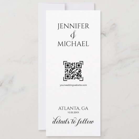 Foto-automaat kalligrafie script foto met QR-code Save The Date (Achterkant)