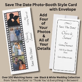 Foto-automaatstijl Save The Date Zwart Wit Kaart