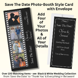 Foto-automaatstijl Save The Date Zwart Wit Kaart