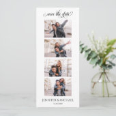 Foto-automaten kalligrafie script foto met QR-code Save The Date (Staand voorkant)
