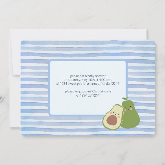 Foto Avocado Gender Neutral Twins Baby shower Kaart (Achterkant)