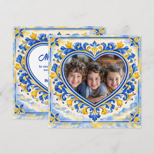 💙 Foto Azulejo Hart Bedankkaart-tegel Bedankkaart