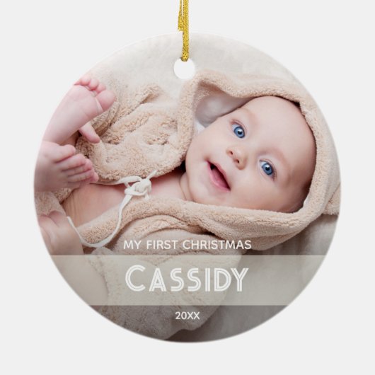 Foto Baby 1e kerstdag Keramisch Ornament (Achterkant)