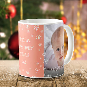 Foto Baby 1e Kerstmis Nieuwe Mam Papa Custom Peach Koffiemok