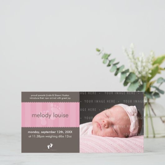 FOTO BABY AANKONDIGING :: happy feet 1L (Staand voorkant)