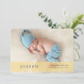 FOTO BABY AANKONDIGING initiaal overlay boy geel (Staand voorkant)