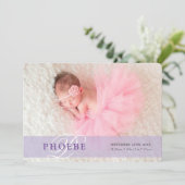 FOTO BABY AANKONDIGING initiaal overlay paarse (Staand voorkant)