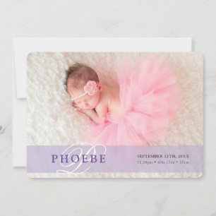 FOTO BABY AANKONDIGING initiaal overlay paarse
