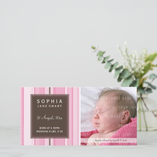 FOTO BABY AANKONDIGING :: slim gestreept 2L (Staand voorkant)