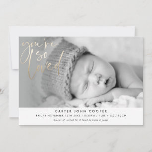 FOTO BABY ANNOUNCEMENT Je bent zo geliefd als goud Aankondiging