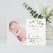 Foto Baby Birth Stats kondiging Bedankkaart (Staand voorkant)