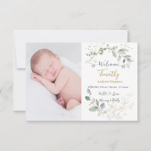 Foto Baby Birth Stats kondiging Bedankkaart