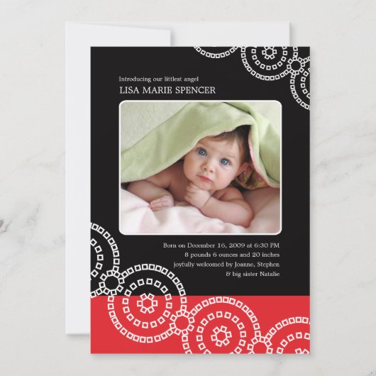 Foto: Baby Black Bandhini Birth Announement Aankondiging (Voorkant)