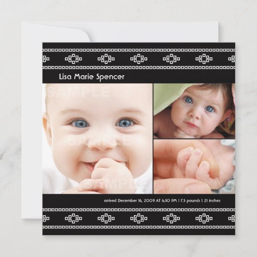 Foto Baby Black Bandhini Geboorteaankondiging Aankondiging (Voorkant)