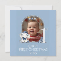 **Foto Baby Boy 1st Christmas Flat Holiday Kaart