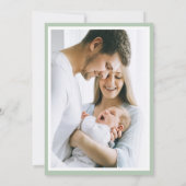 Foto Baby Boy Green Geboorteaankondiging Monogram Aankondiging (Achterkant)