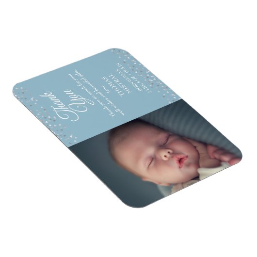 Foto Baby Boy Script Bedankt voor de aankondiging  Magneet (Rechterzijde)