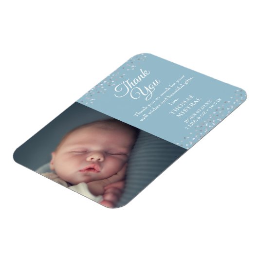 Foto Baby Boy Script Bedankt voor de aankondiging  Magneet (Linkerzijde)