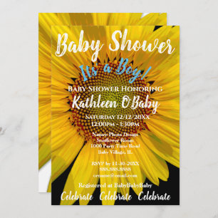 FOTO BABY BOY SHOWER INVITATION SUNFLOWER KAART