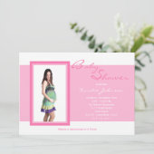 Foto Baby Douche Uitnodigingen Foto op Roze (Staand voorkant)