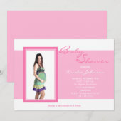 Foto Baby Douche Uitnodigingen Foto op Roze (Voorkant / Achterkant)
