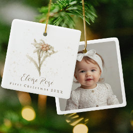 Foto Baby Eerste Kerst Edelweiss Bloemen Keramisch Ornament