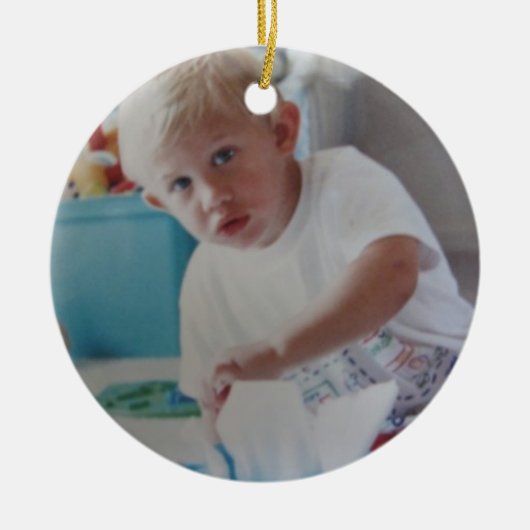 Foto Baby Eerste Kerstmis Keramisch Ornament (Voorkant)