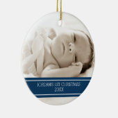 Foto Baby First Kerstornament Blue Keramisch Ornament (Rechts)